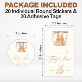 40 Pcs Baby Shower Stickers Set - Thanks for Celebrating Sticker - 20 Round Stickers & 20 Adhesive Tags for Gift Wrapping, Envelope Seals, Gender Reveal, Party Favor & Supplies - A03