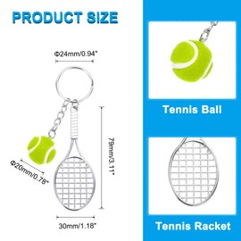 [PATIKIL] Tennis Key Chain Metal Tennis Racquet Keychain Sport Novelty Charm Pendant Backpack Gift Party Favor Sports Fan Green