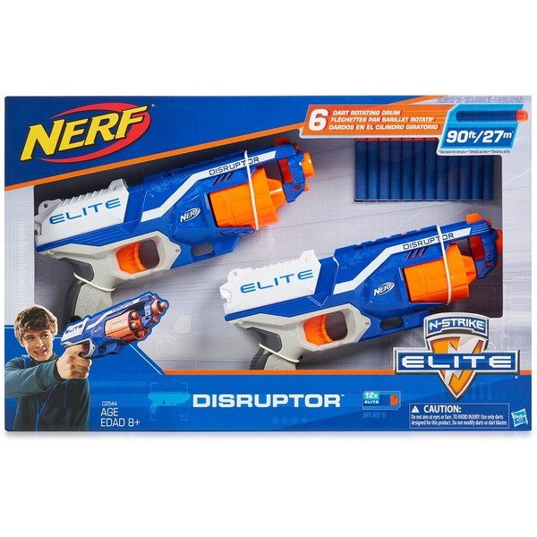 Nerf N-Strike Elite Disruptor 6 Dart Rapid Fire Nerf Gun Blaster Shoots 90 ft! (Twin Pack)