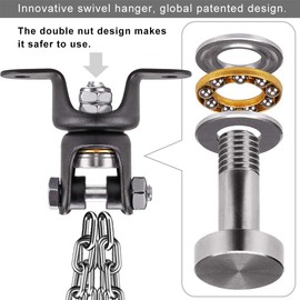 BeneLabel Heavy Duty Boxing Punching Bag Chain, 800 LB Capacity, 360° Rotation Wood Beam Holder with 4 Chains and 4 Carabiners, 2 Wood Screws for Wooden Sets