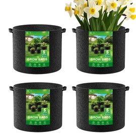 Vegetable Grow Bags,4X Non-Woven Flower Pots with Handles | Breathable Portable Growing Bag, Planter Pot for Indoor Outdoor Gardening Patio Balcony Flower Planting