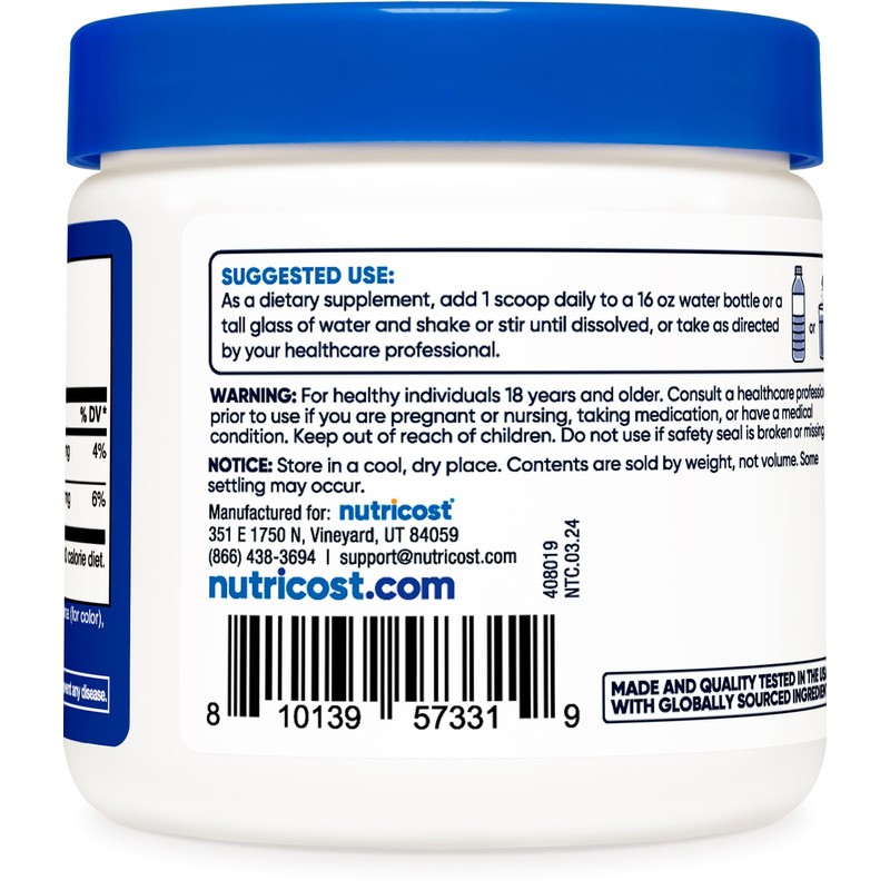 Nutricost Electrolyte Complex Powder (60 Servings, Blue Raspberry) - Hydration