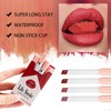 Matte Lipstick Sets,4PCS Non Stick Cup Velvet Lipstick Set,Waterproof Lipstick