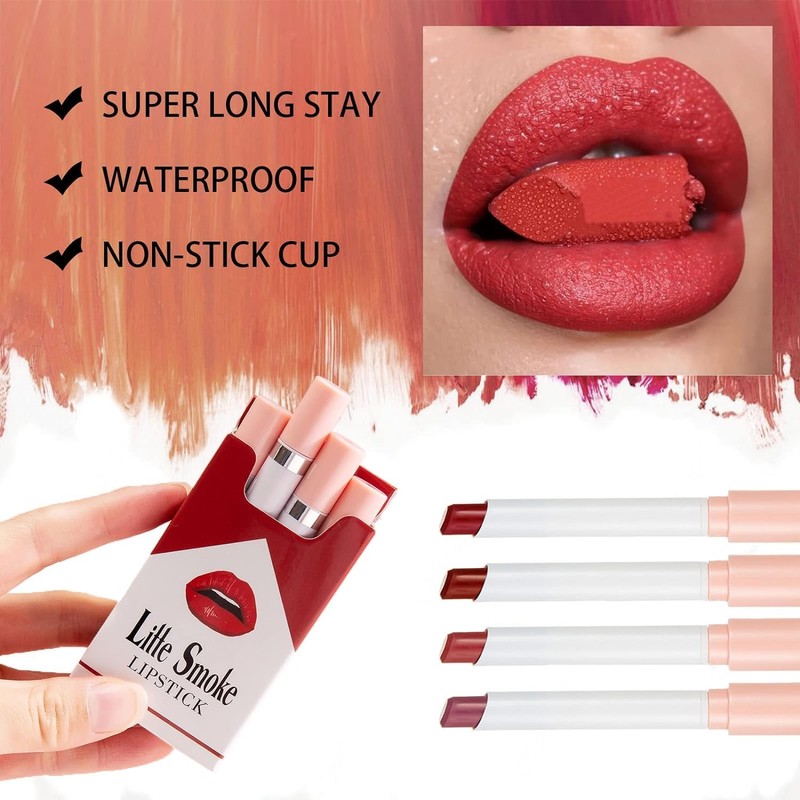 Matte Lipstick Sets,4PCS Non Stick Cup Velvet Lipstick Set,Waterproof Lipstick