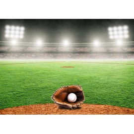 DePhoto Baseball Field Background - 7(W) x5(H) FT Backdrop for Party Decoration, Club Activity, Birthday, Newborn Photography Props