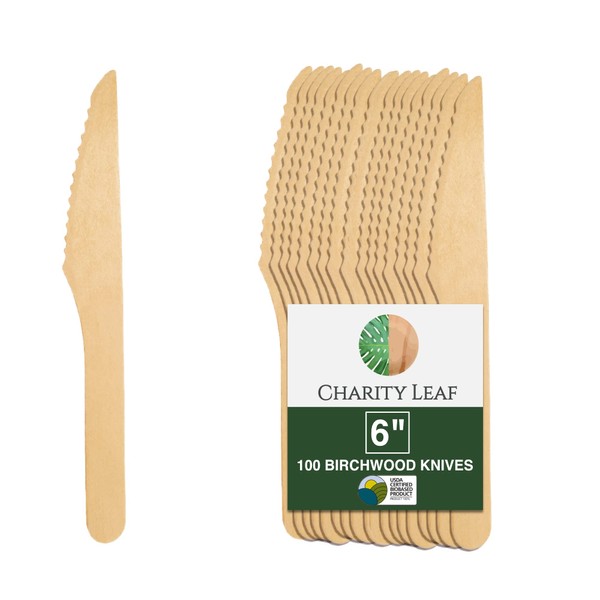 Charity Leaf Birchwood Disposable Cutlery (100, Knife)