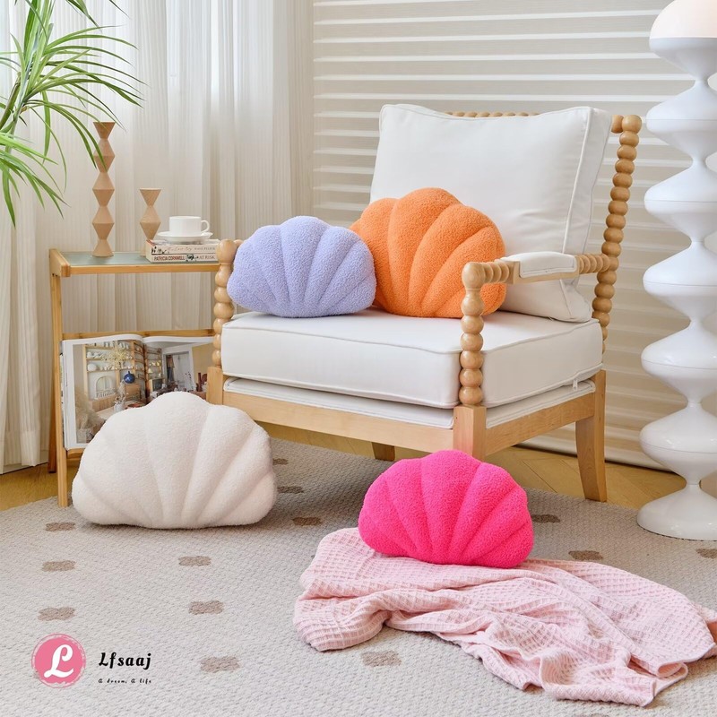 Lfsaaj Hot Pink Seashell Throw Pillows, Shell Shaped Throw Pillows,