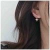 Yheakne Crystal Star Ear Climber Earrings Cz Northstar Dangle Earrings
