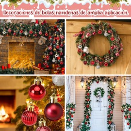 HomeChi Bola de Navidad 30 Piezas, Árbol de Navidad de Bolas Plástico Estrella Adorno con Caja de Plástico Inastillable, Navidad Interior Exterior Casa Decoración Ornamento, Dorado y Rojo