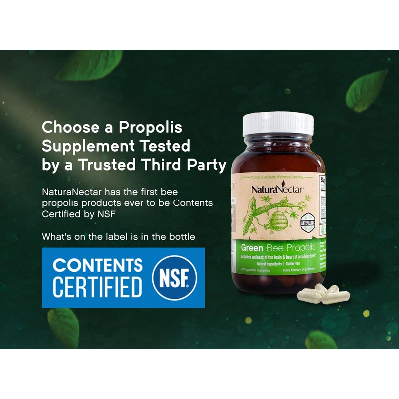 NaturaNectar - Green Bee Propolis Capsules - NSF Contents Certified