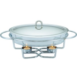 3 QT Chafing Dish Buffet Set | Food Warmers for Parties Buffet, Oven Safe Glass Serving Dish with Stainless Steel Base and Cover