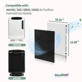 UASWPART Aera-Max 200 HEPA Filter Replacement 9287101 Compatible with Fellowes AeraMax 190/200/DX55 Air Cleaner Purifiers True HEPA Filter, 2X H13 True HEPA & 6X Extra Carbon Pre-Filters (9324101)