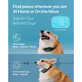 AI Dog Bark Collar Shock Vibration Beep: High Sensitive Barking Control Collar with Replaceable Battery for Small Medium Large Dogs (Large)