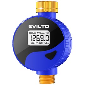 Water Flow Meter with 360° Rotatable and Removable Panel, Alloy Inlet & Outlet Flow Meter Measure Gallon/Liter Consumption for Garden Hose Watering, RV Water Tank Filling, Lawn Sprinkler