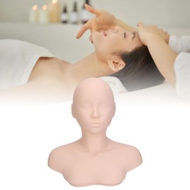 Mannequin Head with Shoulder, PVC Upper Body Female Manikin Head Makeup Practice Soft Mannequin Head Model for Wig Hat Display Eyelash Extensions