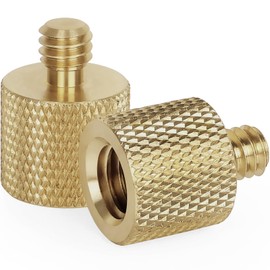 Standard 3/8"-16 Female to 1/4"-20 Male Tripod Thread Reducer Screw Adapter (Brass) Precision Made (2 Pack)