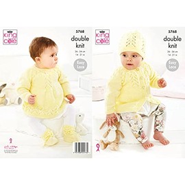 King Cole Baby DK Double Knit Knitting Pattern Cardigan Angel Top Bootees & Hat (5768)