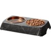Double Pet Bowl with Marble Stand, Copper Stainless Steel