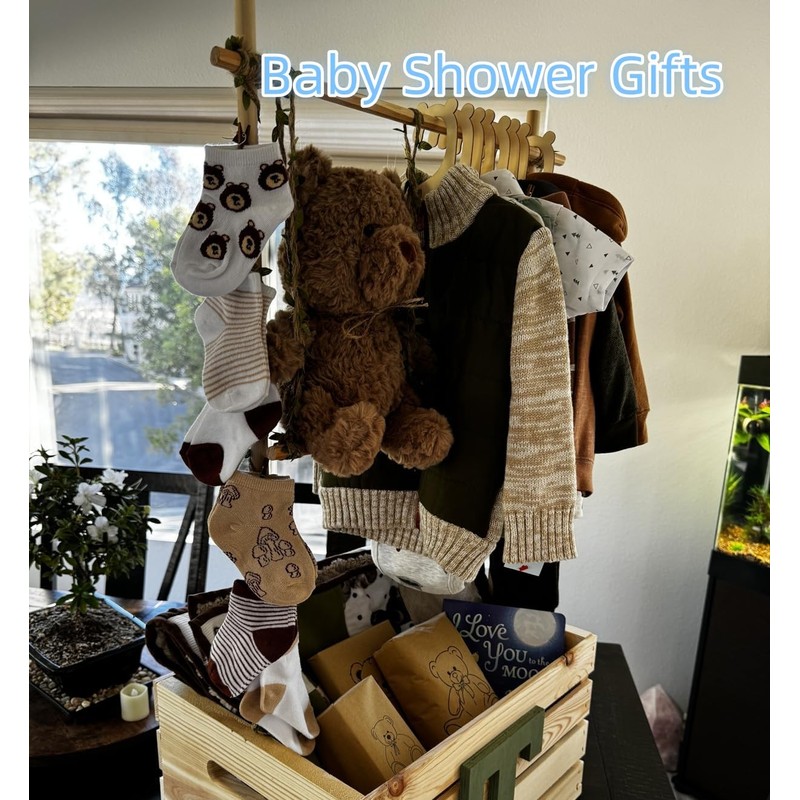 KHIOPNT Upgraded Wooden Children's Hangers (10 Pack) with Cute Bear