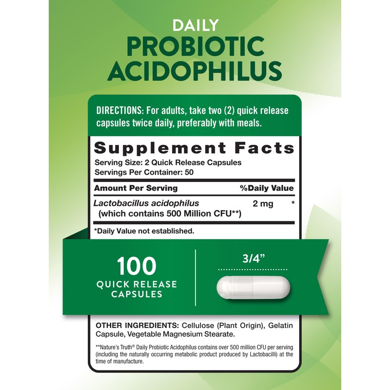 Nature's Truth Probiotics for Men and Women | 500 Million