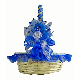 Canasta Decorada Paje Recuerdos Boda XV Años Yare Hadas (Azul Rey)