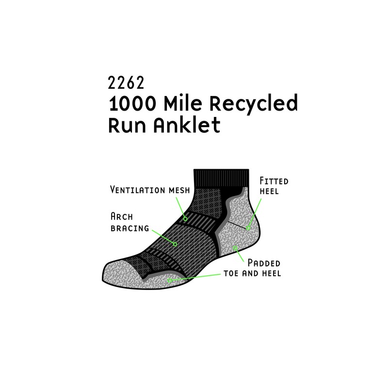 1000 Mile Men's 8 oz Socks, M