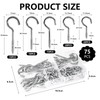 Pack of 75 Small Screwing Hooks, Multi-Size Screw Hooks, Silver,