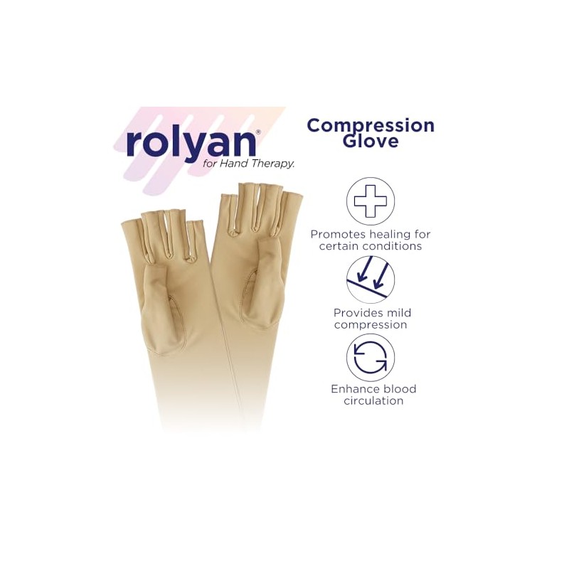 Rolyan - Guantes de compresión con costuras en el interior