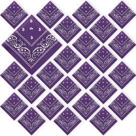 Tranqun 24 Pcs Large Head Bandana Men Paisley Cowboy Bandanas for Men Women 21.25 x 21.25 In Oversized Bandana Scarf Headband (Dark Purple,Classic)