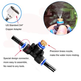 iRuiZhe Misting Cooling System Kit 26.2FT(8M) Misting Line DIY Outdoor Mist Cooling Kit +11 Brass Nozzles Garden Misting Irrigation System for Garden Greenhouse, Flower Bed,Patio,Lawn