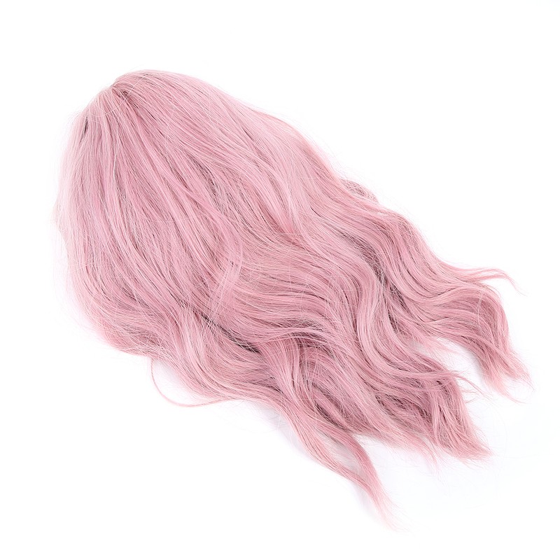 LC210-1 Curly Wavy Wig Pink Pastel Short Bob Synthetic Wigs
