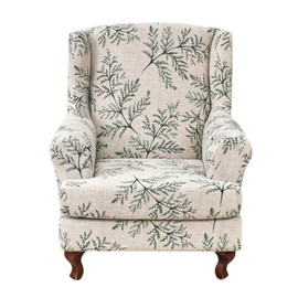KRFOONN Stretch Wing Chair Slipcovers Printed 2 Piece Wingback Chair Covers Soft Spandex Wingback Armchair Slipcover Furniture Protector Chair Covers for Living Room Wingback Chair, T1