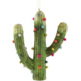 The Bridge Collection Saguaro Cactus Ornament - Southwestern Christmas Tree Ornaments - Festive Cactus Christmas Decor - Decorated Desert Cactus Ornament