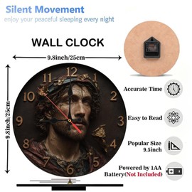 Lancholy 10-Inch Silent Wooden Wall Clock, Handcrafted Resin Clock Roman Man Face Wall Clock Home Decor ” Silent Non-Ticking Clock, Battery Operated (AA Batteries Not Included), Artistic Home Decor