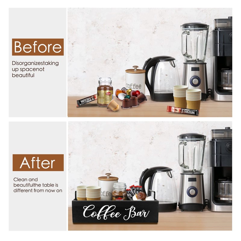 MINCORD Coffee Station Organizer Wooden Coffee Bar Holder Accessories for