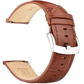 [OTTOODY] Watch Band, Watch Band, 0.7 inch (18 mm), 0.8 inch (20 mm), 21 mm, 22 mm, Alligator Leather Pattern, Elegant, Genuine Leather Watch Band, Replacement Strap, Quick Release, No Tools Required