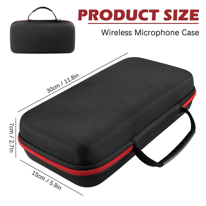 FERCAISH 1 Piece Microphone Bag, EVA Dual Microphone Bag, Microphone