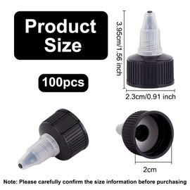 OLYCRAFT 100pcs Squeeze Bottle Cap 20/410 Natural Twist Top Caps Black Replacement Caps 0.9 inch ID Twist Top Cap Bottle Dispensing Caps Bottle Lid Replacement Caps for Squeeze Bottles Dispensing Cap