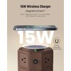 SUPERDANNY Power Strip Surge Protector Tower with 15W Wireless Charger,