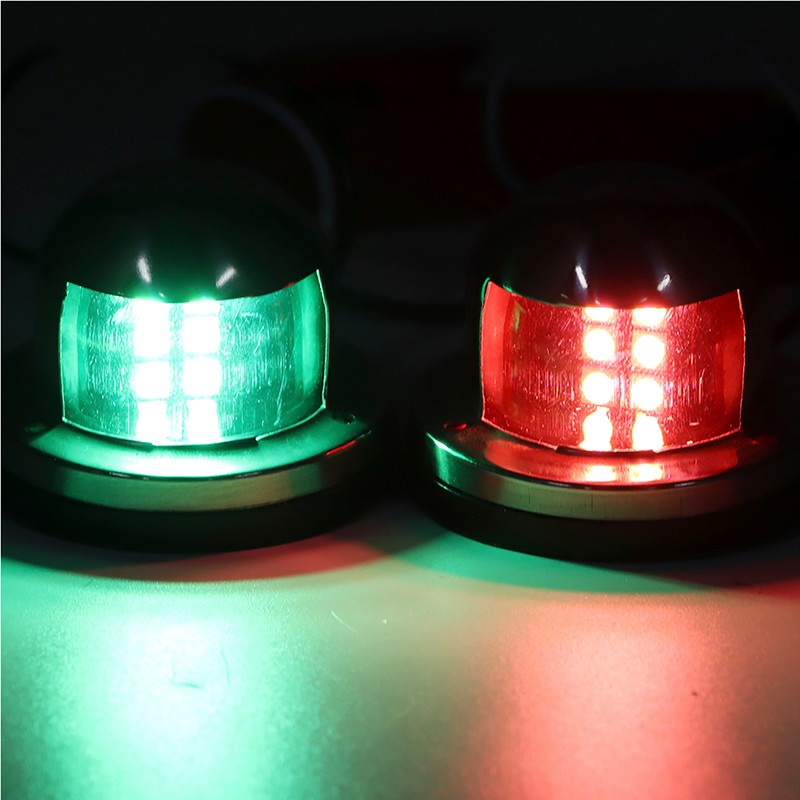 2pcs 12V Red Green LED Navigation Lights Stainless Steel Sailing