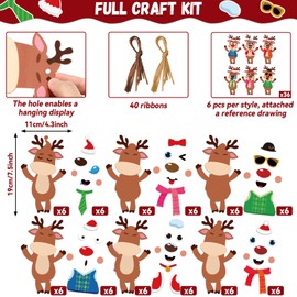 Qyeahkj Christmas Reindeer Ornament Craft for Kids (36 Pack Bulk) Christmas Crafts for Kids Ages 4-8, 8-12 Xmas DIY Toddlers Ornament Craft Kit for Holiday Party Favors & Classroom Activities
