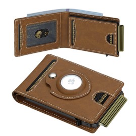 furid Airtag Wallet for Mens Minimalist: Men's Pop up Wallet with Airtag Holder - Air Tag Wallet for Men with ID Window - Smart Card Holder with Airtag Wallet Men