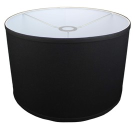 FenchelShades.com 16" Top Diameter x 16" Bottom Diameter x 10" Height Fabric Drum Lampshade with European Attachment with 1.5" Drop (Linen Black)