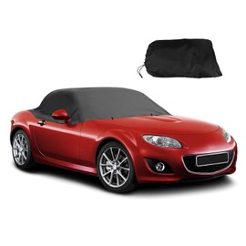 Half Car Cover for Mazda MX-5 NA NB 1989-2005, 300D Waterproof Car Top Cover for Mazda MX-5 MK1 MK2 MK2.5, Outdoor Sun Snow Rain Dust UV All Weather Protection