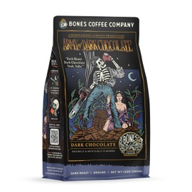 Bones Coffee Company Army of the Dark Chocolate Flavored Coffee, Medium Roast Low Acid Arabica Beans Compatible with Auto drip and French Press Coffee Maker, 12 Oz Ground