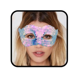 Aularso Sequins Masquerade Mask for Women Party Costume Face Masks for Ball Eye Mask Cosplay Accessories (blue)