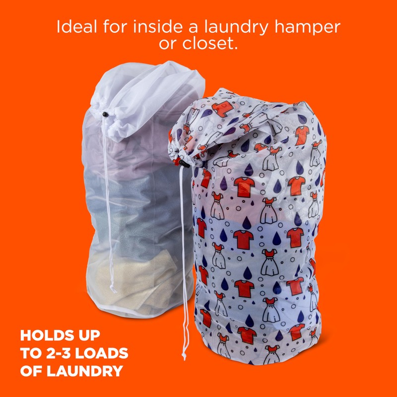 Tide Jumbo Mesh Laundry Bags, 2 Pack, 12" x 34",