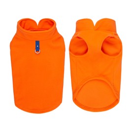 Dog Sweater / Dog Sweatshirt, Soft Fleece Vest Cold Weather Jacket with Leash Ring for Small and Medium Dogs (L, Orange)