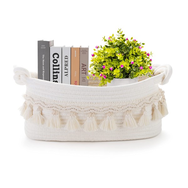 Followarm Small Basket for Gifts Empty, Woven Basket for Storage Cute Toilet Paper Storage Decorative Gift Basket Empty to Fill Basket Chrismas for Boho Shelves Bedroom Nursery Entryway