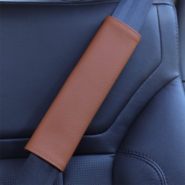 GELVTIC Car Seat Belt Covers for Adults Soft Leather Seatbelt Shoulder Pad Neck Cushion Protector Comfortable Driving Car Accessories Truck SUV Airplane Backpack (SC01Brown-9in-1Pack)